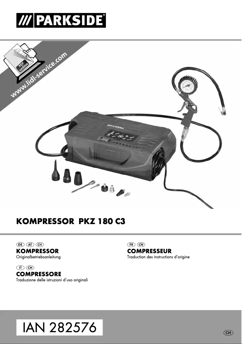 Page n°1 - Manuel utilisateur Parkside PKZ 180 C3