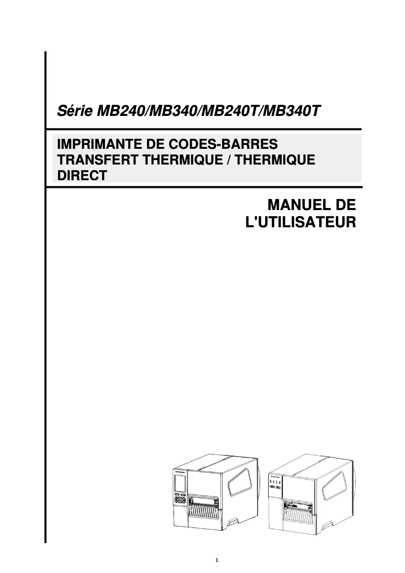 Page n°1 - Manuel utilisateur TSC MB240