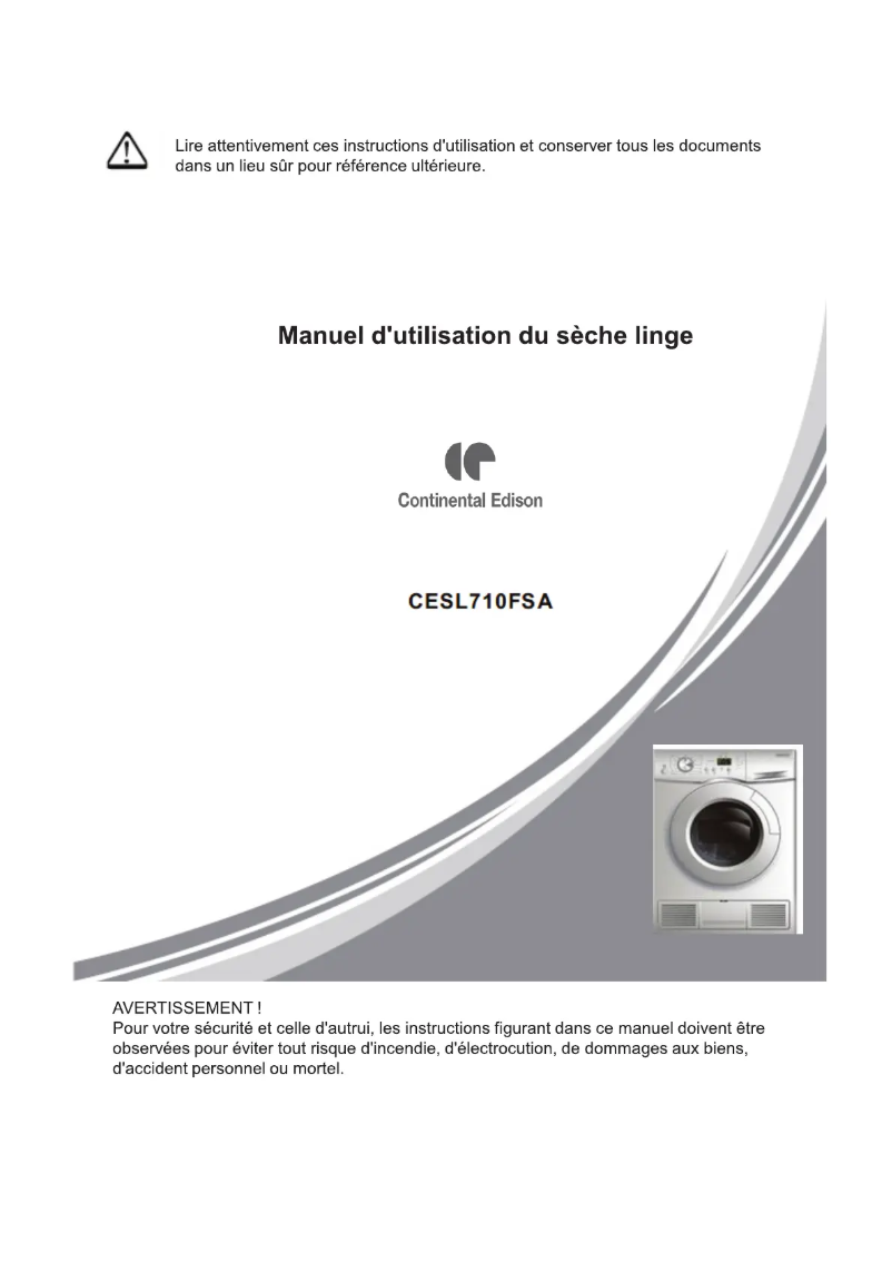 Page n°1 - Manuel utilisateur Continental Edison CESL710FSA