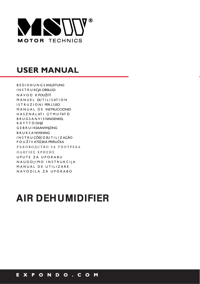 Image de la première page du manuel de l'appareil MSW-DEH-V1 C60