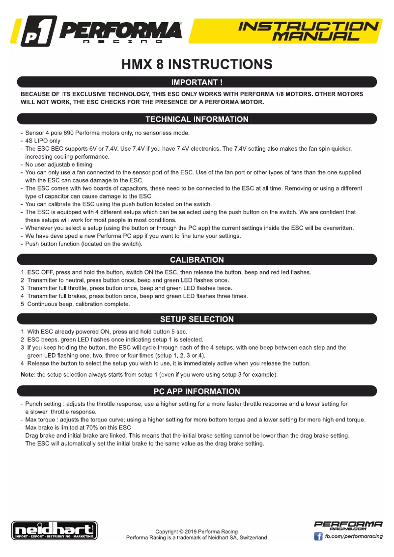 Page 1 of the manual User Manual Performa Racing PA9349