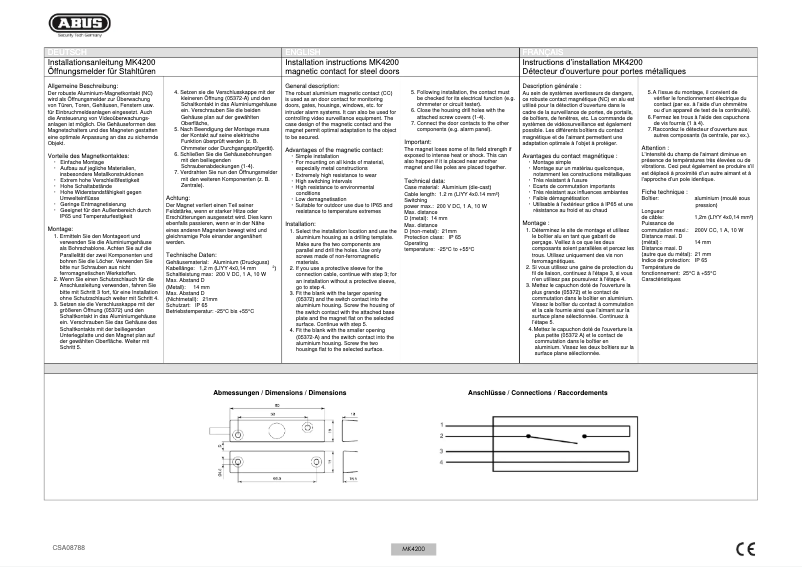 Page n°1 - Guide d'installation Abus MK4200