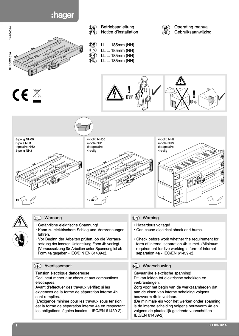 Page 1 de la notice Instructions / montage Hager LLK004