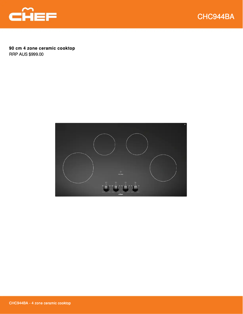 Page 1 de la notice Fiche technique Chef CHC944BA