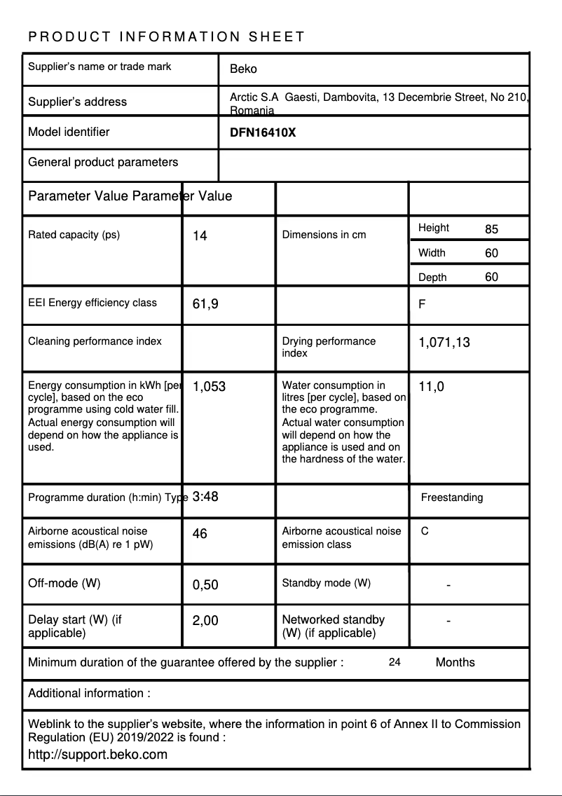 Image de la première page du manuel de l'appareil DFN16410X