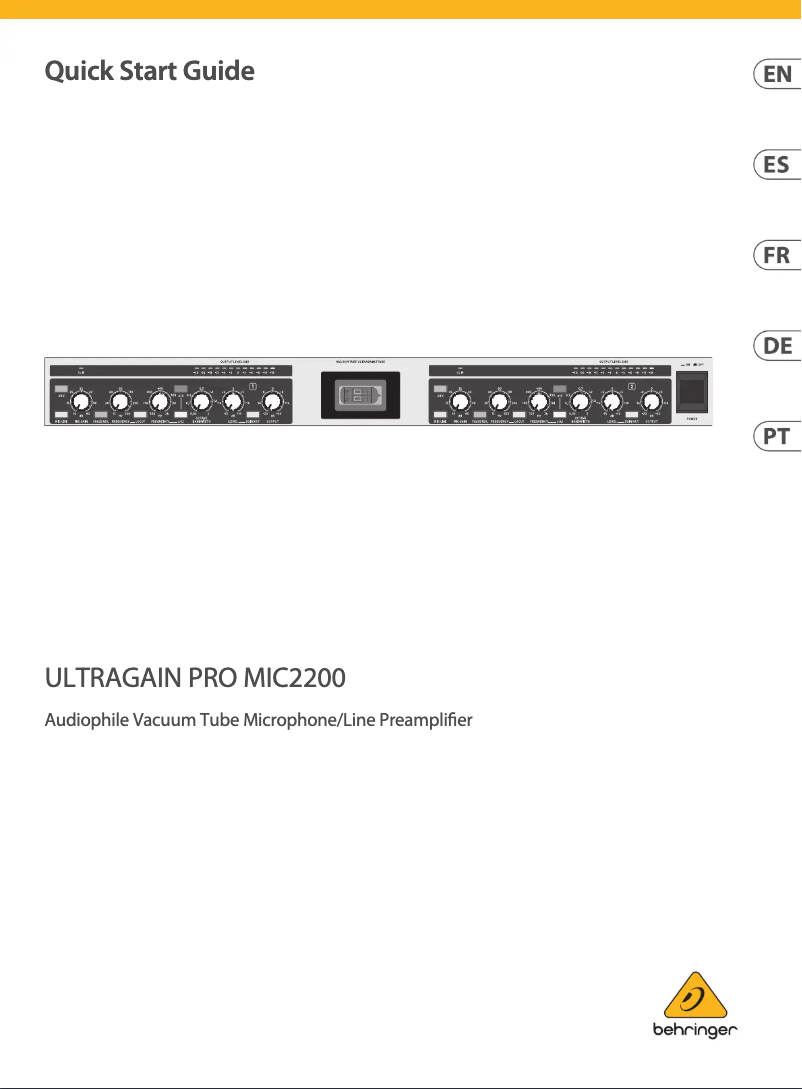 Page 1 de la notice Guide de démarrage rapide Behringer Ultragain Pro MIC2200