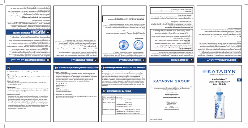 Page n°1 - Manuel utilisateur Katadyn BeFree