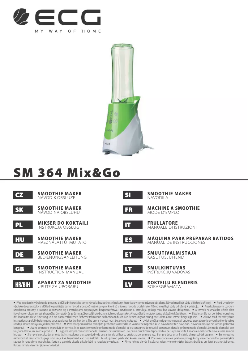 Page n°1 - Manuel utilisateur ECG SM 364 Mix&Go