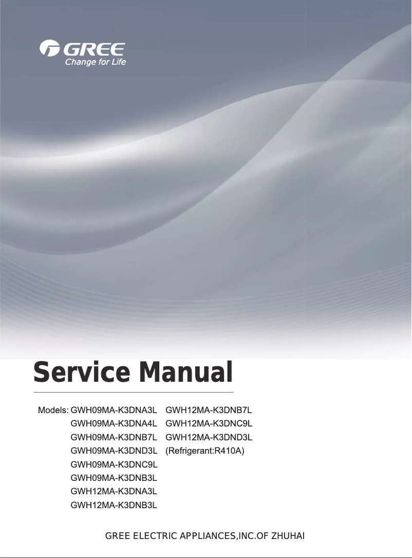 Page 1 de la notice Manuel utilisateur Gree GWH09MA