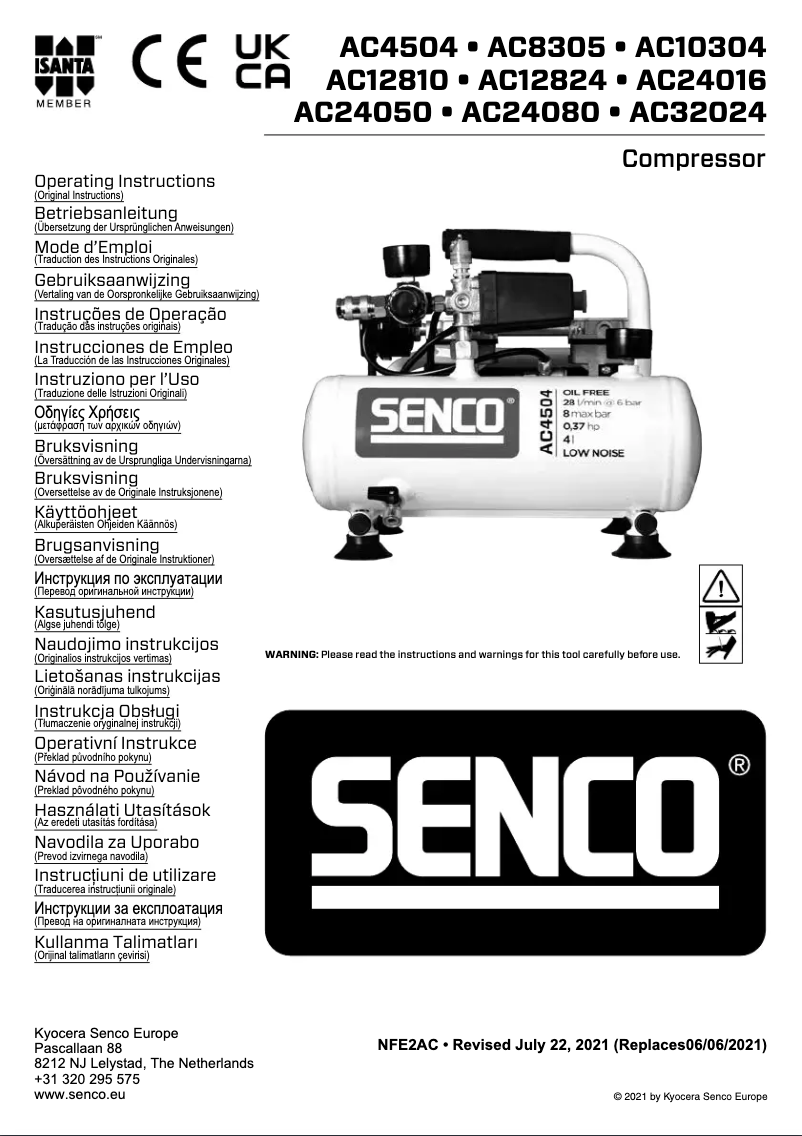 Page 1 de la notice Manuel utilisateur Senco AC4504