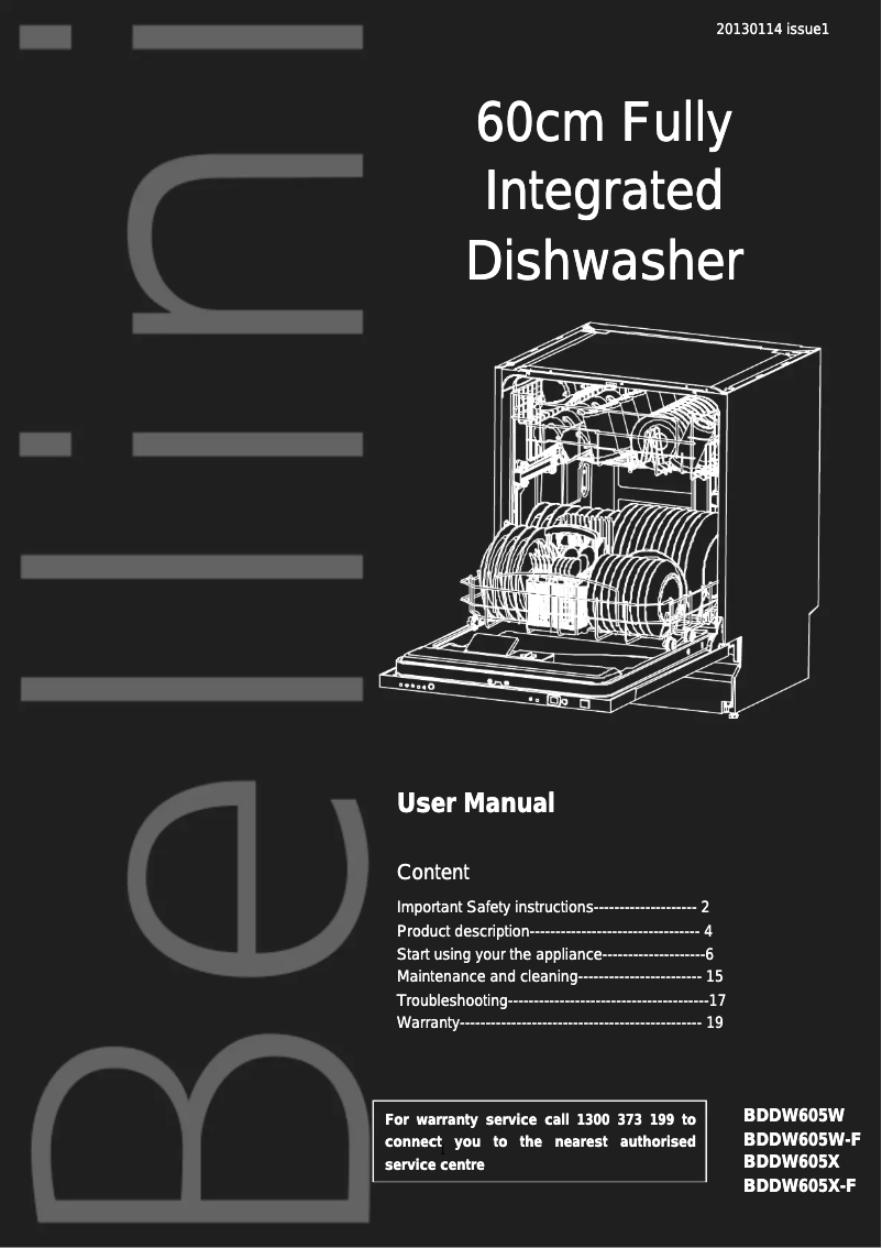 Page n°1 - Manuel utilisateur Bellini BDDW605W
