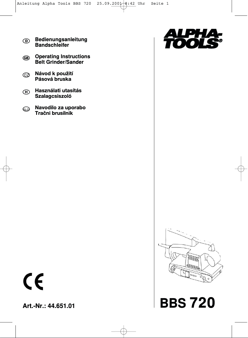 Page n°1 - Manuel utilisateur Alpha Tools BBS 720