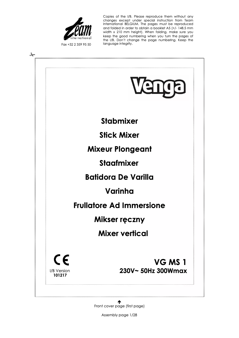 Página 1 del manual Manual de usuario Venga VG MS 1