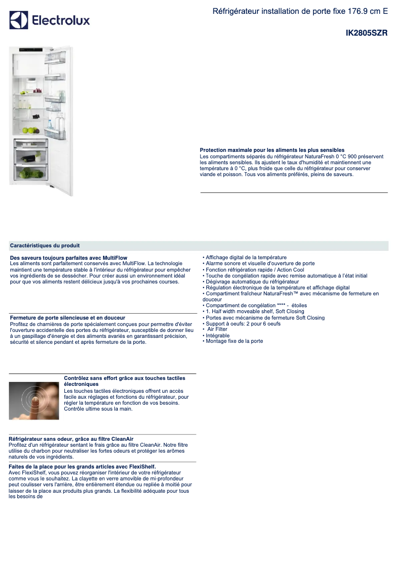 Page n°1 - Fiche technique Electrolux IK2805SZR