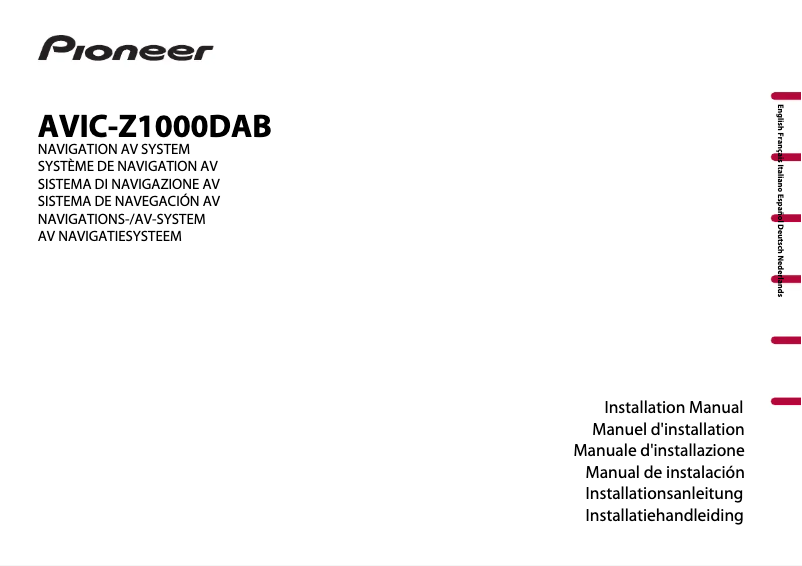 Page n°1 - Guide d'installation Pioneer AVIC-Z1000DAB