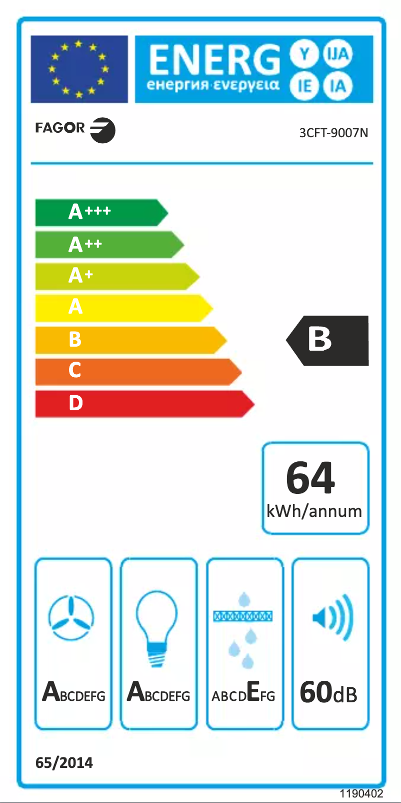 Page n°1 - Label énergétique Fagor 3CFT-9007N