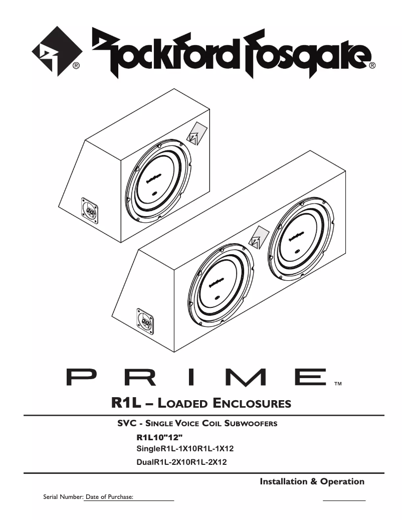 Page 1 de la notice Manuel utilisateur Rockford Fosgate Prime R1L-1X12