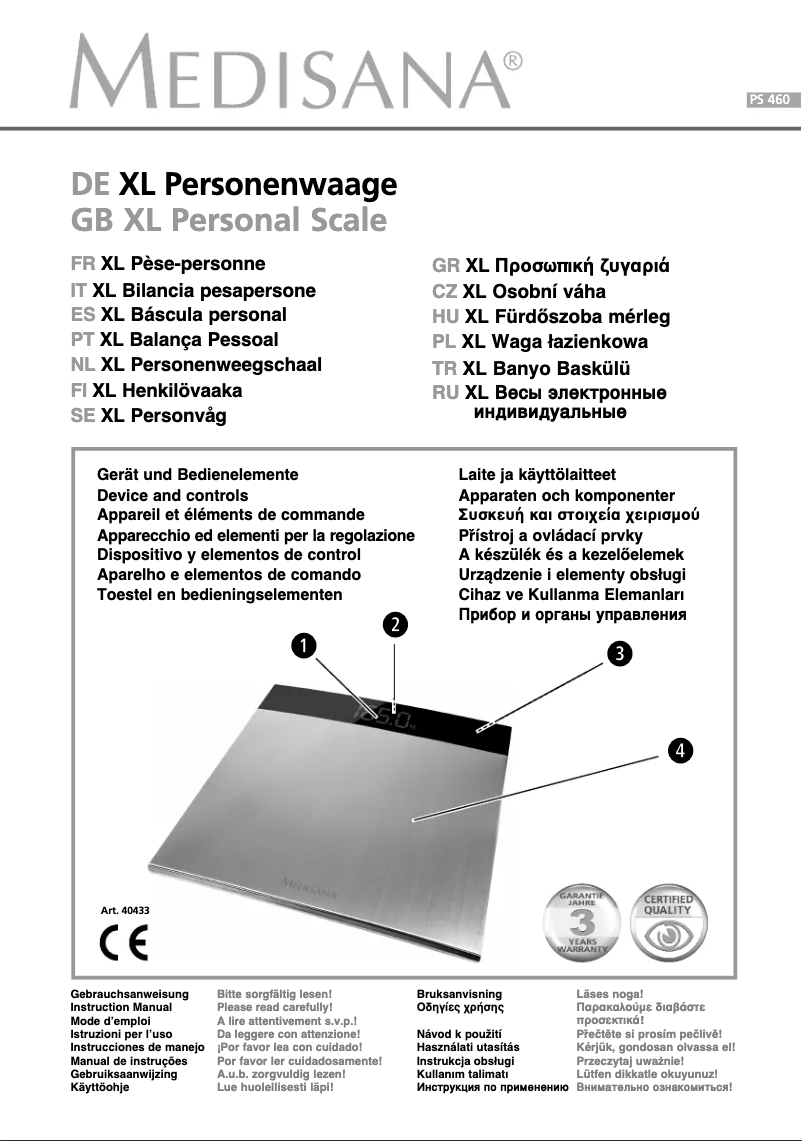 Page n°1 - Manuel utilisateur Medisana PS 460