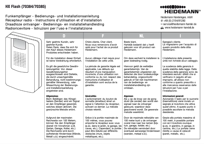 Page n°1 - Manuel utilisateur Heidemann HX Flash 70384