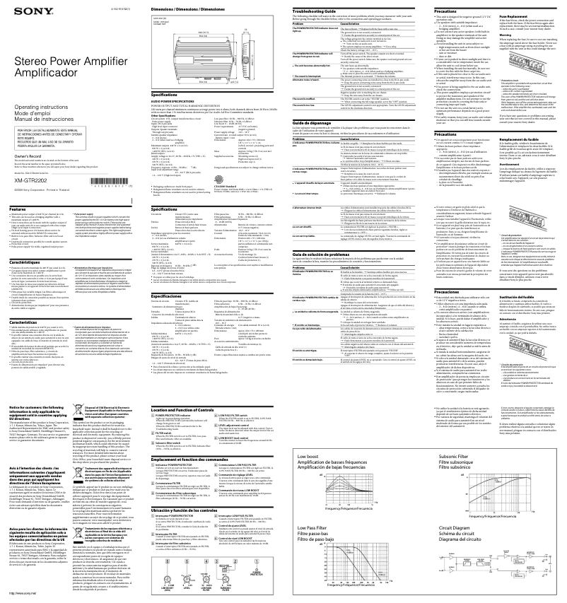 Image de la première page du manuel de l'appareil XM-GTR2202