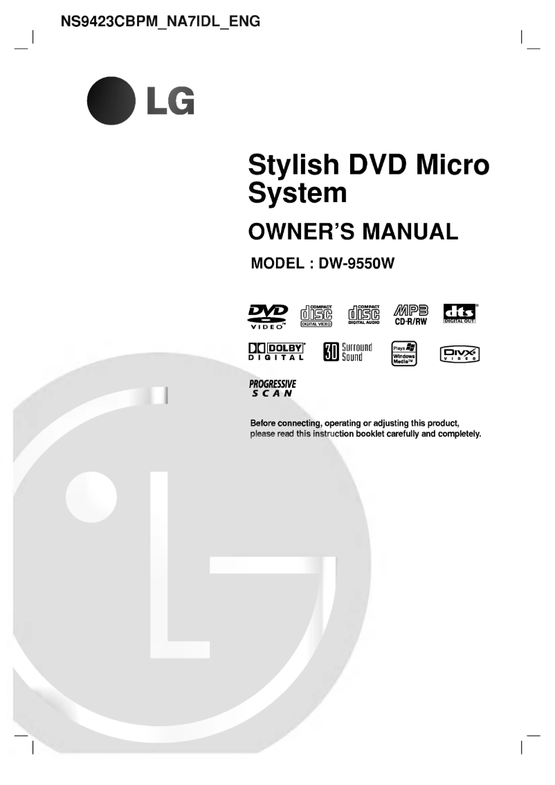 Page 1 de la notice Manuel utilisateur LG DW-9550W