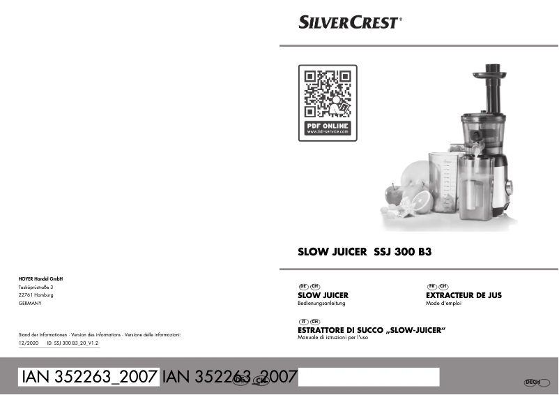 Page 1 de la notice Manuel utilisateur SilverCrest SSJ 300 B3