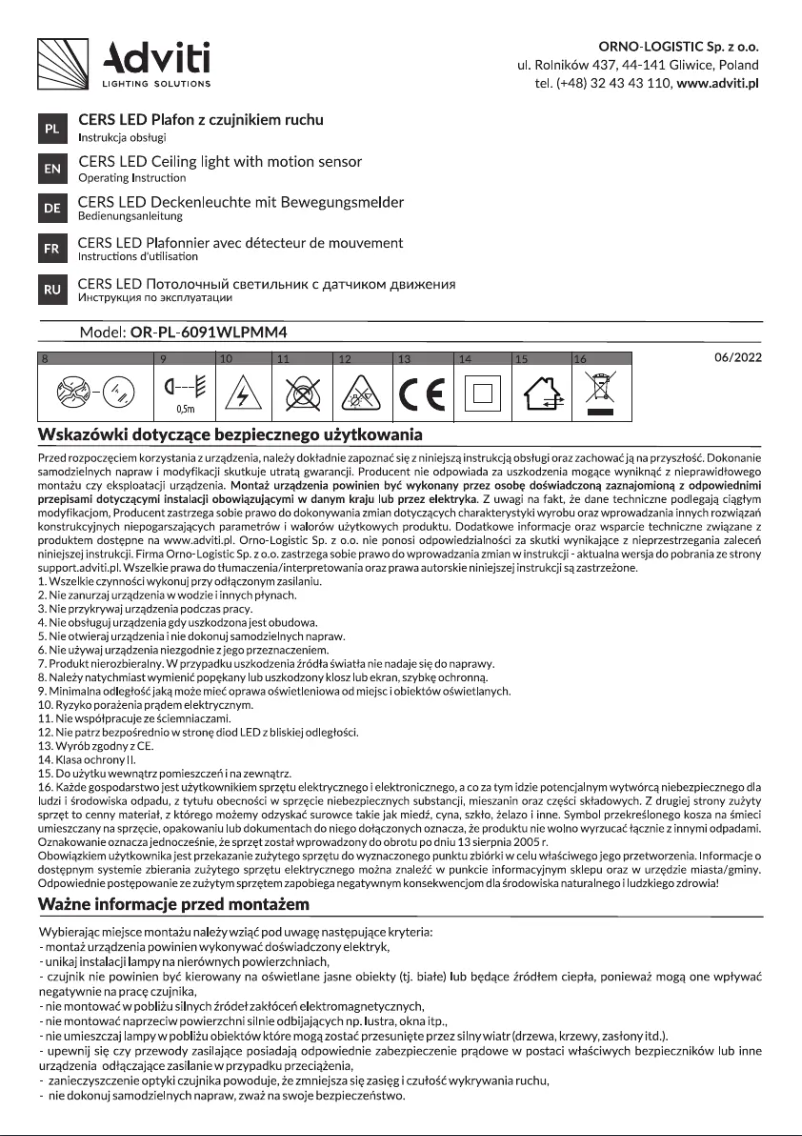 Page n°1 - Manuel utilisateur Adviti AD-PL-6091WLPMM4