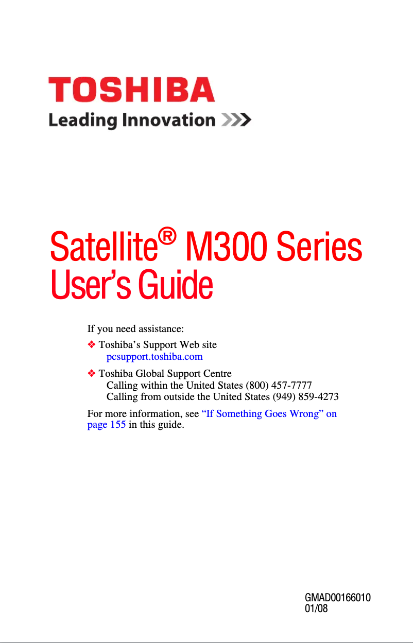 Page n°1 - Manuel utilisateur Toshiba Satellite M305