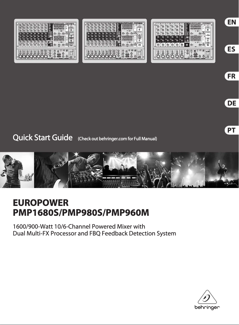 Page 1 de la notice Guide de démarrage rapide Behringer Europower PMP960M