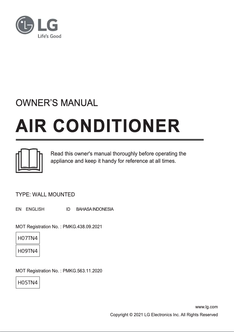 Page 1 de la notice Manuel utilisateur LG H07TN4