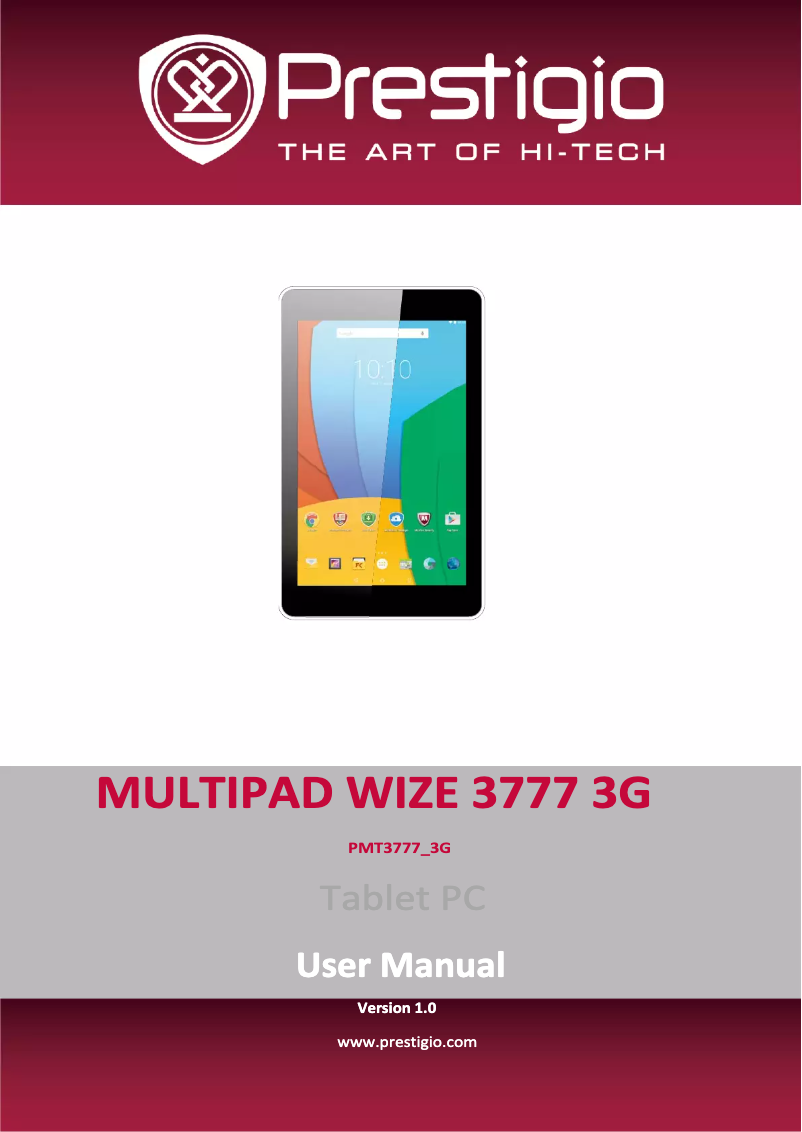 Page n°1 - Manuel utilisateur Prestigio MultiPad COLOR Wize 3777 3G