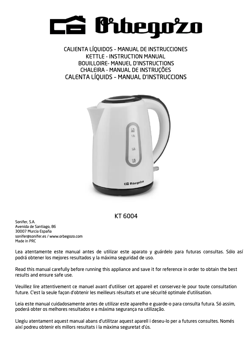 Image de la première page du manuel de l'appareil KT 6004