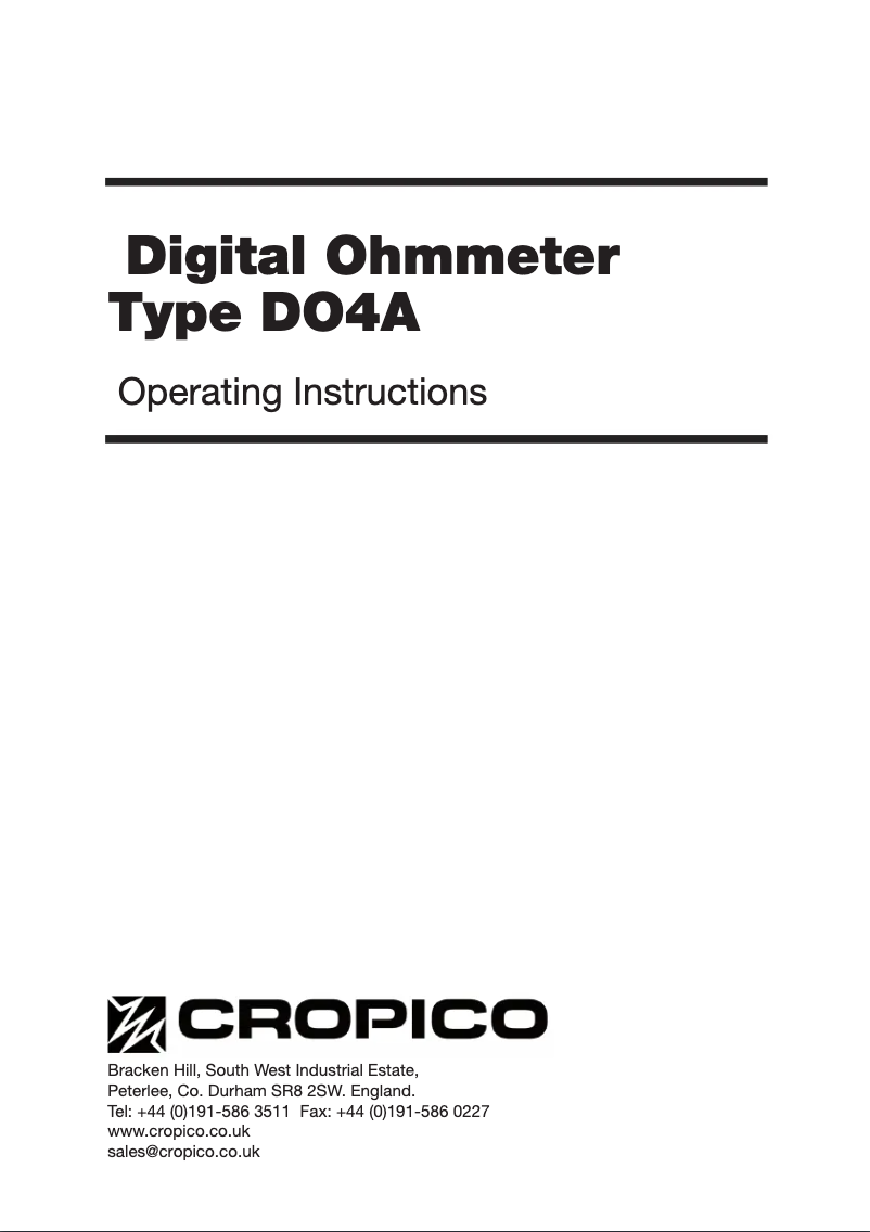 Page 1 de la notice Manuel utilisateur Seaward DO4A