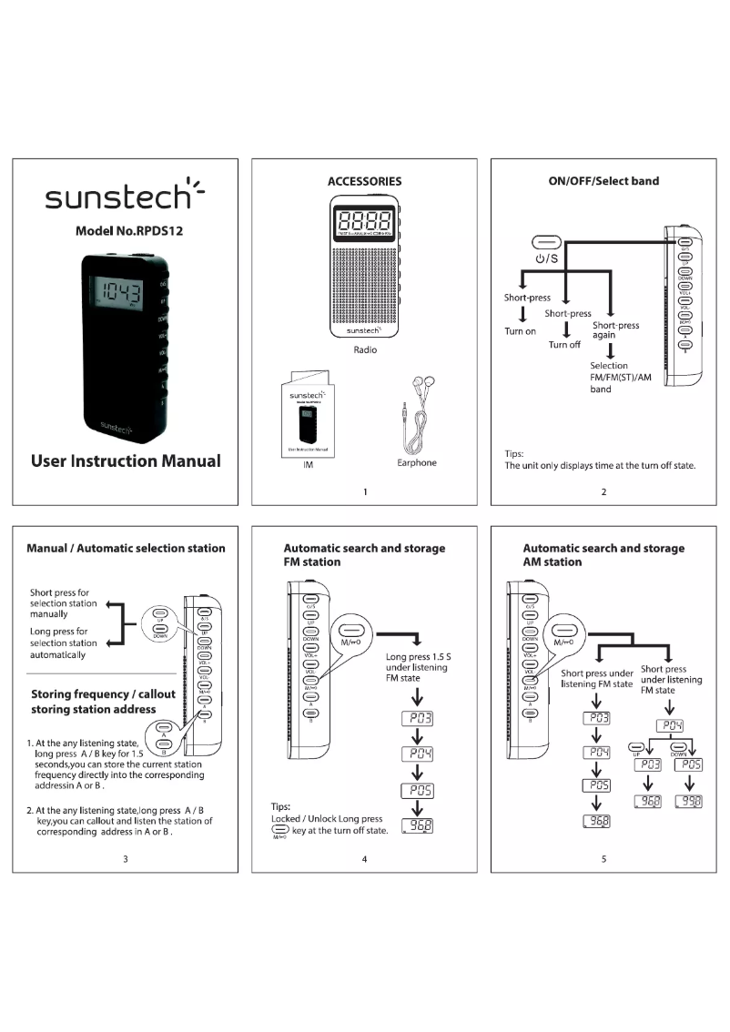 Page 1 de la notice Manuel utilisateur Sunstech RPDS12