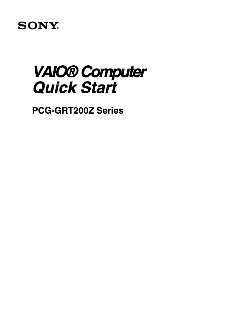 Page 1 de la notice Guide d'installation Sony Vaio PCG-GRT280ZG