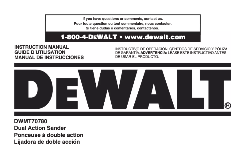 Page 1 de la notice Manuel utilisateur DeWalt DWMT70780