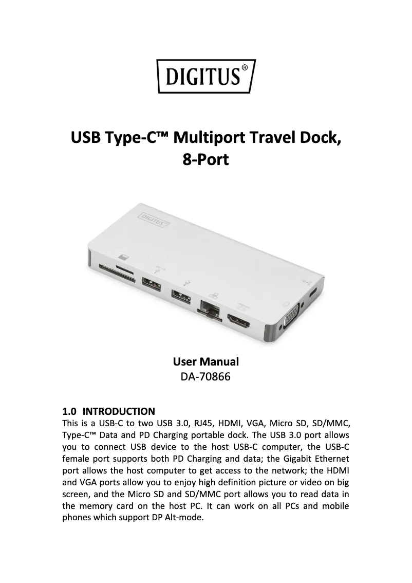 Image de la première page du manuel de l'appareil DA-70866