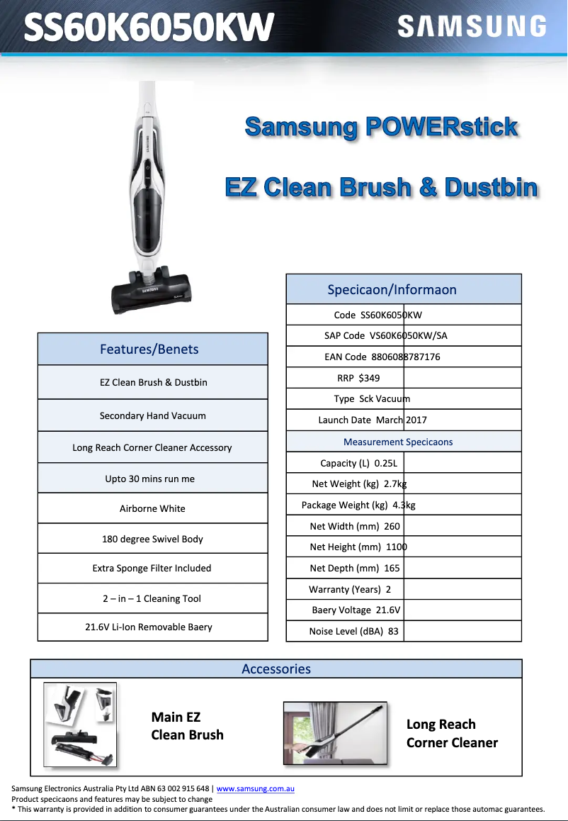 Image de la première page du manuel de l'appareil SS60K6050KW