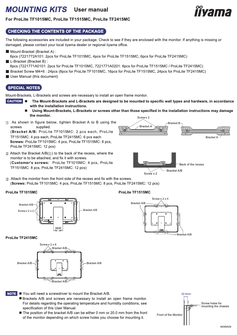 Page 1 de la notice Manuel utilisateur Iiyama OMK2-1
