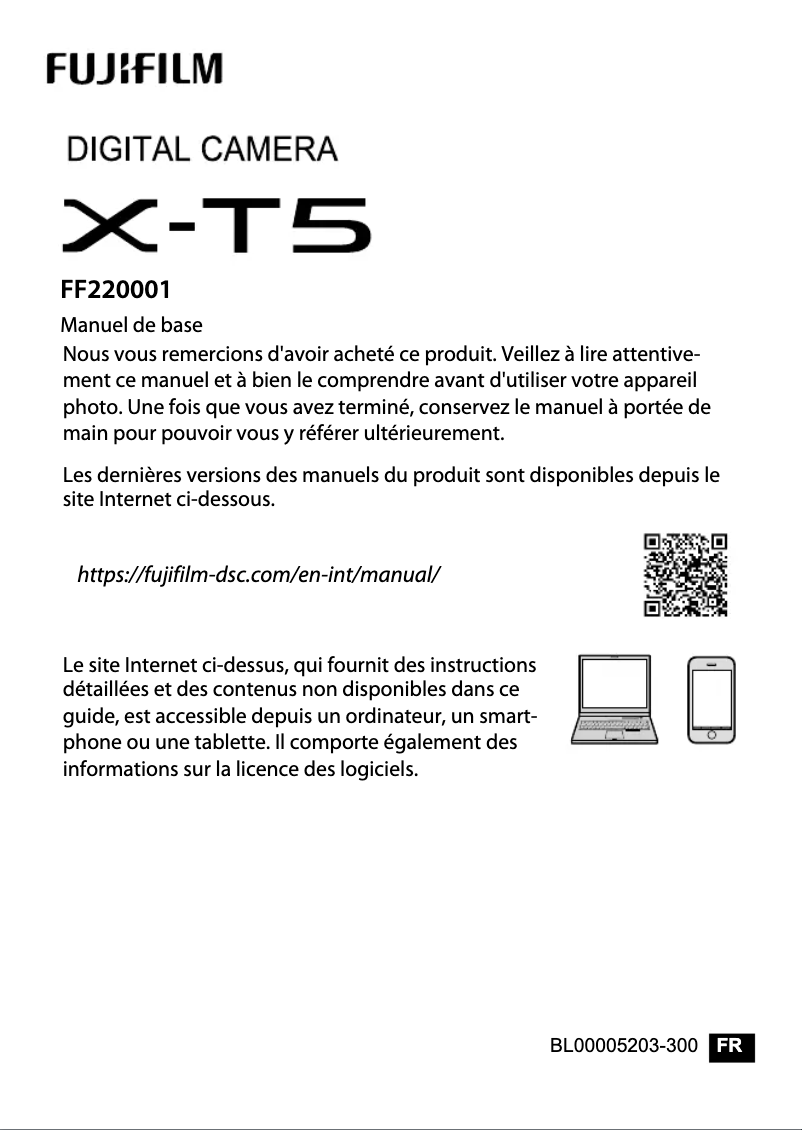 Image de la première page du manuel de l'appareil X-T5