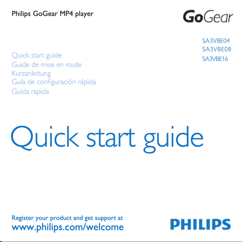 Page 1 de la notice Guide de démarrage rapide Philips GoGear SA3DKV04