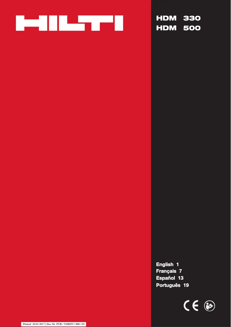 Page n°1 - Manuel utilisateur Hilti HDM 330