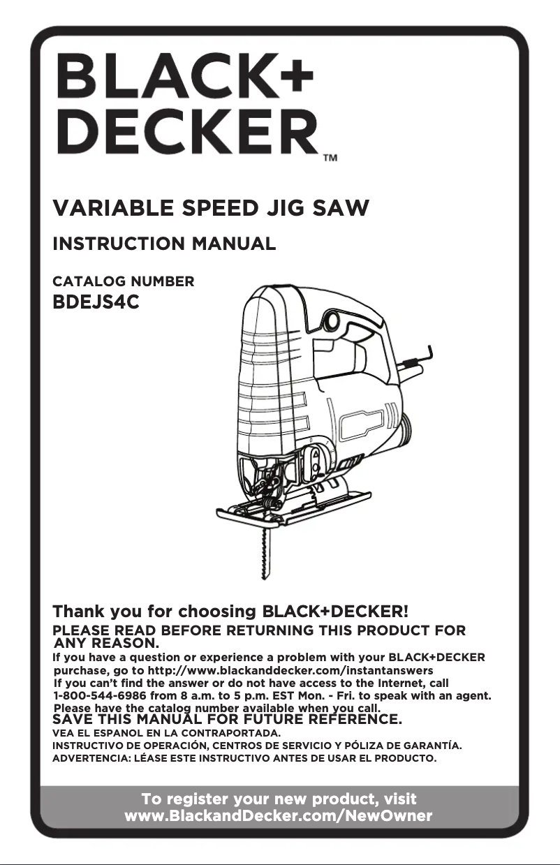 Page n°1 - Manuel utilisateur Black & Decker BDEJS4