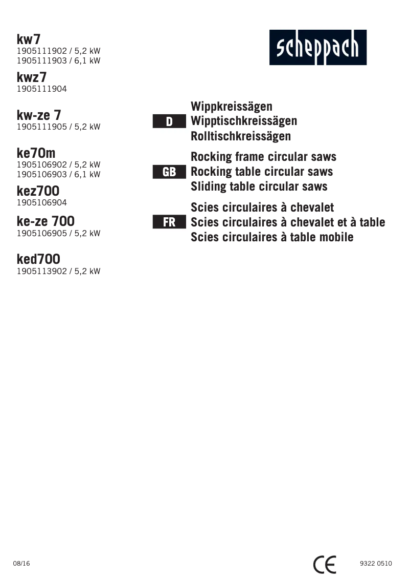 Page n°1 - Manuel utilisateur Scheppach KWZ7