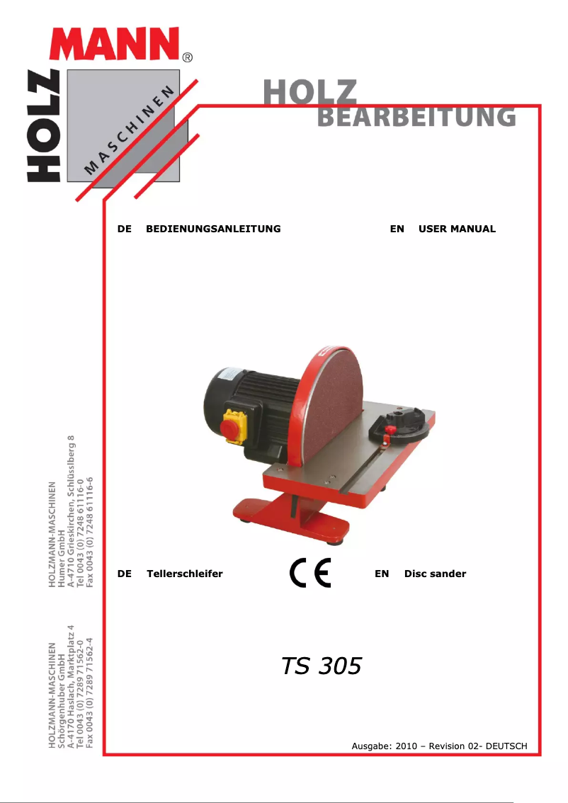 Page n°1 - Manuel utilisateur Holzmann TS305