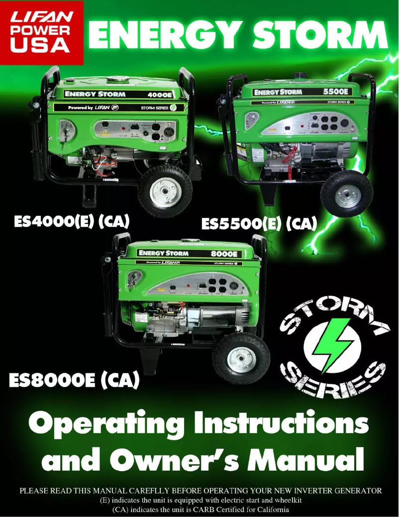 Page n°1 - Manuel utilisateur Lifan Energy Storm 5500E