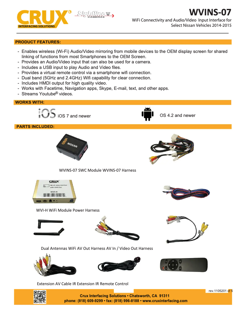 Page n°1 - Manuel utilisateur CRUX WVINS-07