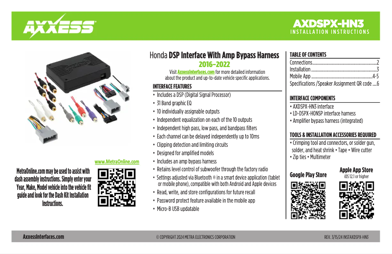 Page 1 de la notice Manuel utilisateur AXESS AXDSPX-HN3