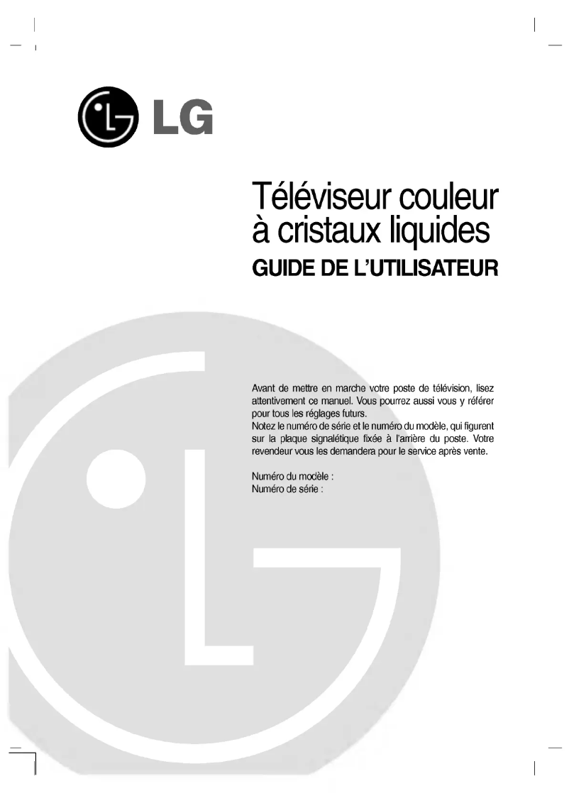 Page n°1 - Manuel utilisateur LG RZ-15LA70