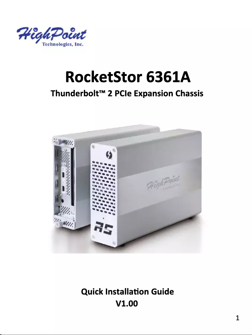 Página 1 del manual Manual de usuario Highpoint RocketStor 6361A